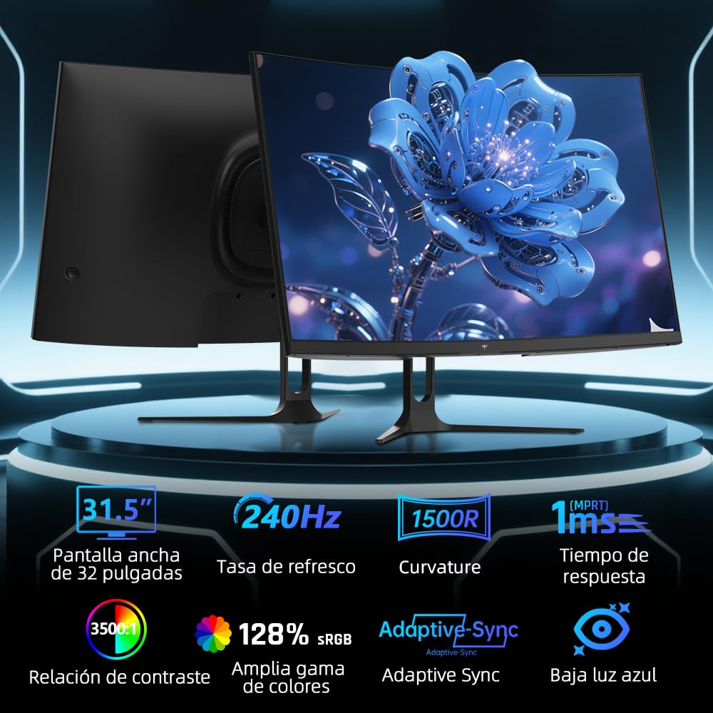 KTC Gaming Monitor 32 Zoll Curved | FHD 240Hz | 1ms MPRT | VA Panel 1500R | HDR10 | 5000:1 Kontrast | AMD FreeSync, Flicker-Free | sRGB 128% Wide Color Gamut | HDMI 2.0/DP 1.4 | VESA-Mount | H32C5 2