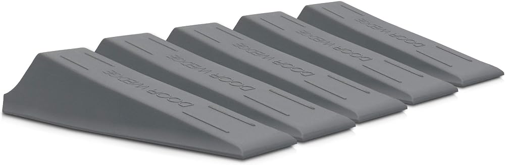 XFORT 5 Pack Heavy Duty Rubber Door Wedge Non-Slip Stopper Grey Home Office