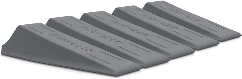 XFORT 5 Pack Heavy Duty Rubber Door Wedge Non-Slip Stopper Grey Home Office