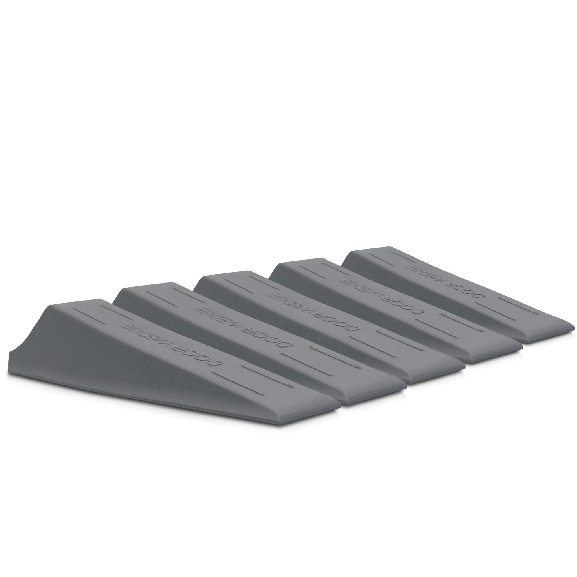 Xfort 5 Pack Heavy Duty Rubber Door Wedge, Non-Slip Door Jammer - Ideal for Homes, Offices and Workshops (Grey, Pack of 5)