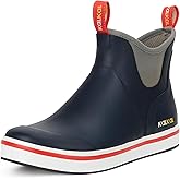 Kalkal Men's Deck Boots Anti-Slip Saltwater Fishing Rain Boots with Memory Foam, Waterproof Rubber Ankle Work Boots for Sailing (Size 7-14)