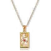 ORIGENCE 18k Gold Plated Tarot Cards Pendant Necklace - Vintage Colorful Charm Necklace Lucky Talisman Hypoallergenic for Women and Men Gift