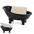 1piece 5.6" Black Ceramic Mini Bathtub Soap Dish Small Planter Makeup Organizer Container Hamster Bathtub (Black)