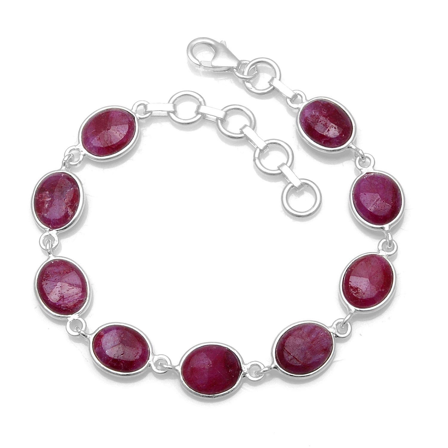 Silver Palace Sterling Silver Natural Ruby Bracelete for Women and Girls