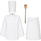 JcHrmers 4 Pcs Halloween Mouse Chef Costume Set Inclued Chef Jacket,Tail Hat,Apron and Spoon for Men Women Cosplay Party