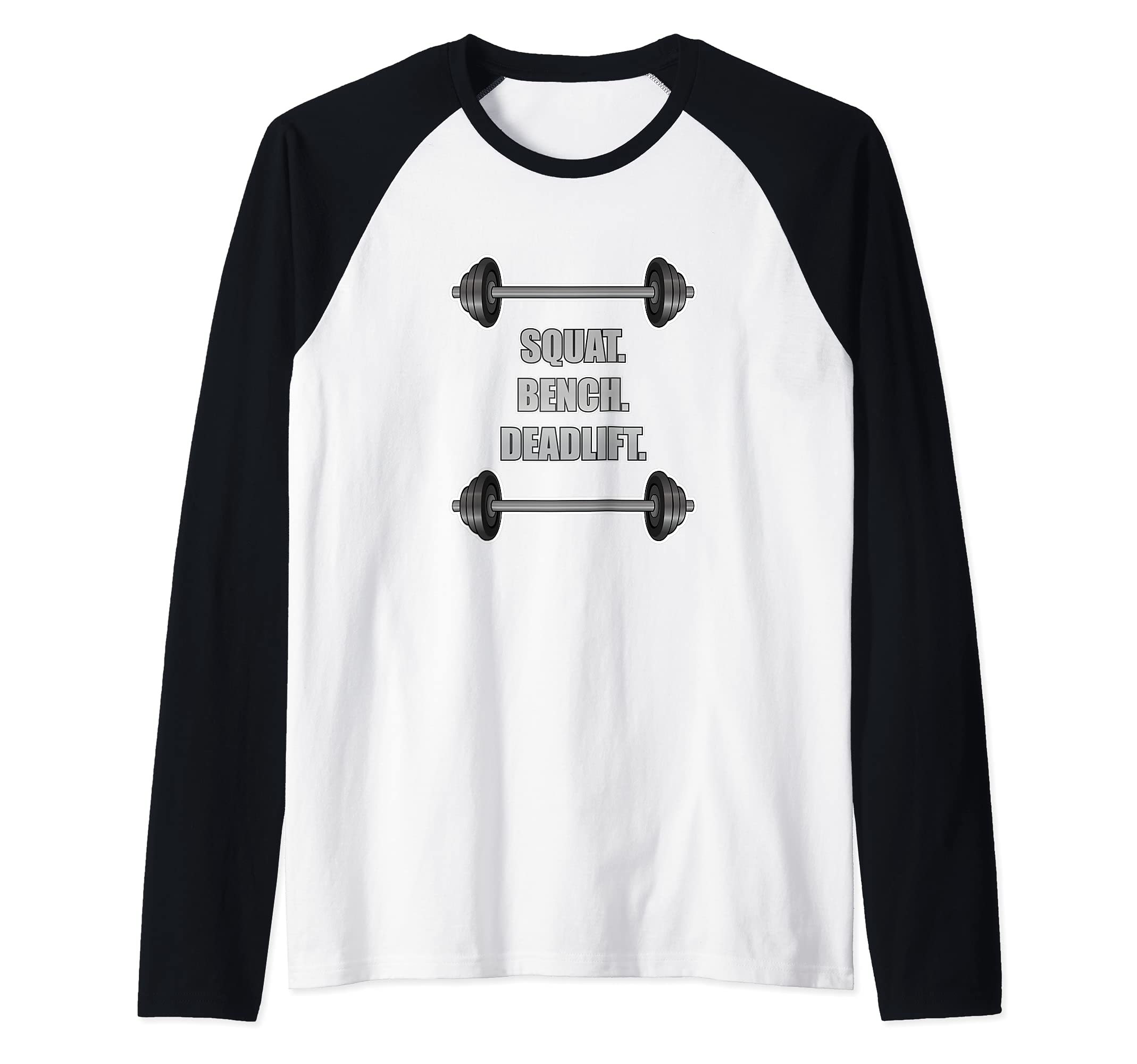 Powerlifting Weightlifting Barbell Squat Raglan Baseball Tee