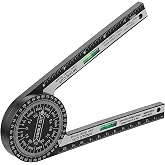 Miter Saw Protractor 7.2" Plastic Angle Finder for Trim with Level | 360&deg; Rotation, Precision Laser Engraved Scales, Carpenters, Plumbers and All Building Trades, Home DIY