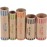 L LIKED 105 Assorted Preformed Coin Wrappers for Canadian Coins, Dollar, Quarter, Nickel, Dime Coin Rollers