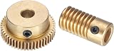 sourcing map 0.5 Module Worm Gear Set 50:1 Reduction Brass 6mm Hole Drive Gear view 3