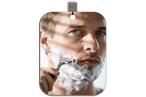 Shower Mirror Fogless for Shaving, No Fog Shaving Mirror, Anti-Fog Makeup Small Mirror Bathroom Accessories Travel Camping, Shatterproof Men's Woma Wall Hanging（Large 9.5inx7.5in）