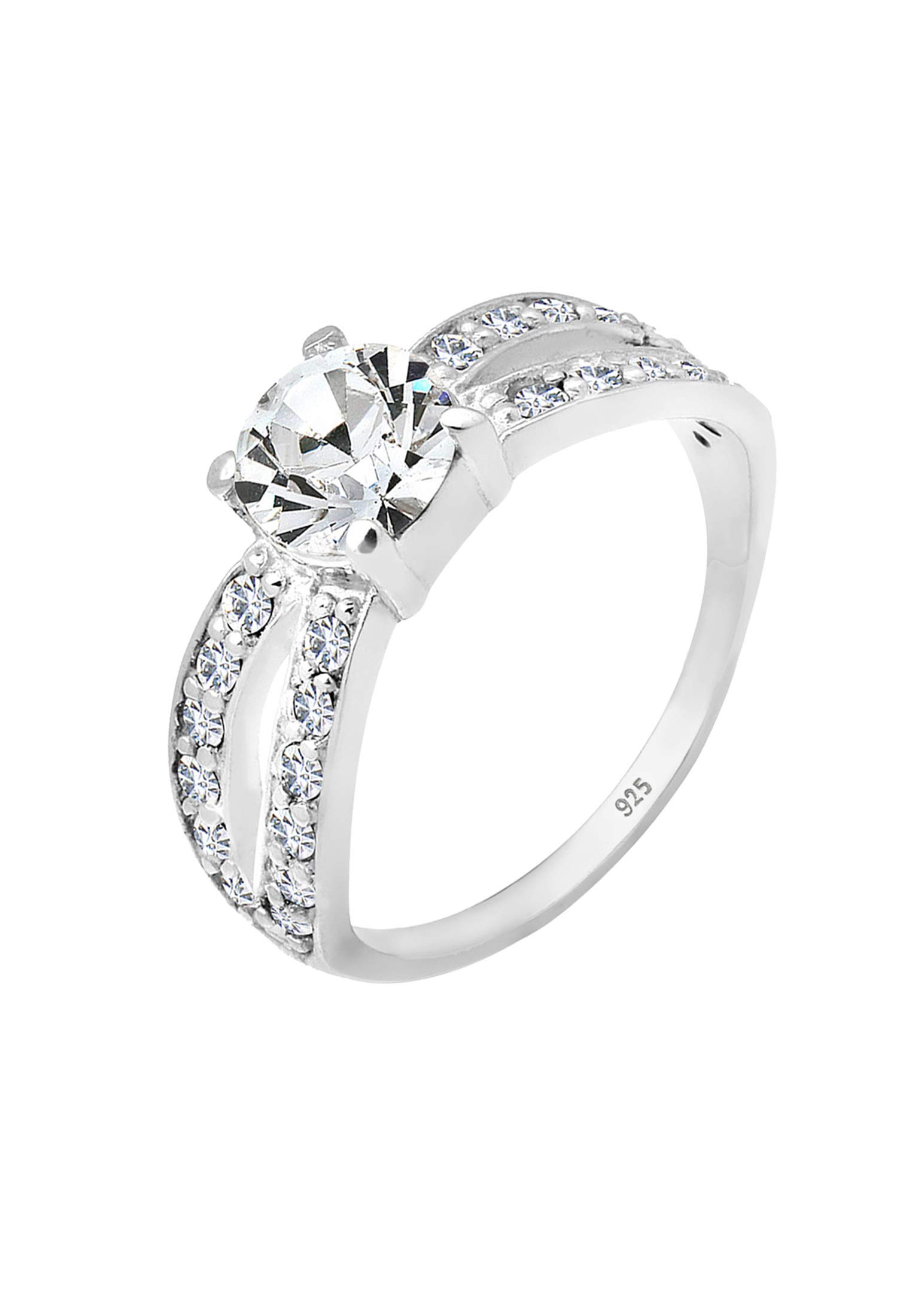 Elli Ring Women Solitaire Glamorous with Crystals in 925 Sterling Silver