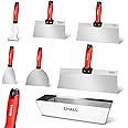 SHALL 7 Pcs Stainless Steel Drywall Hand Tool Kit, Includes Putty Knife, Taping Knife, Painter Scraper Tool & 12" Mud Pan for