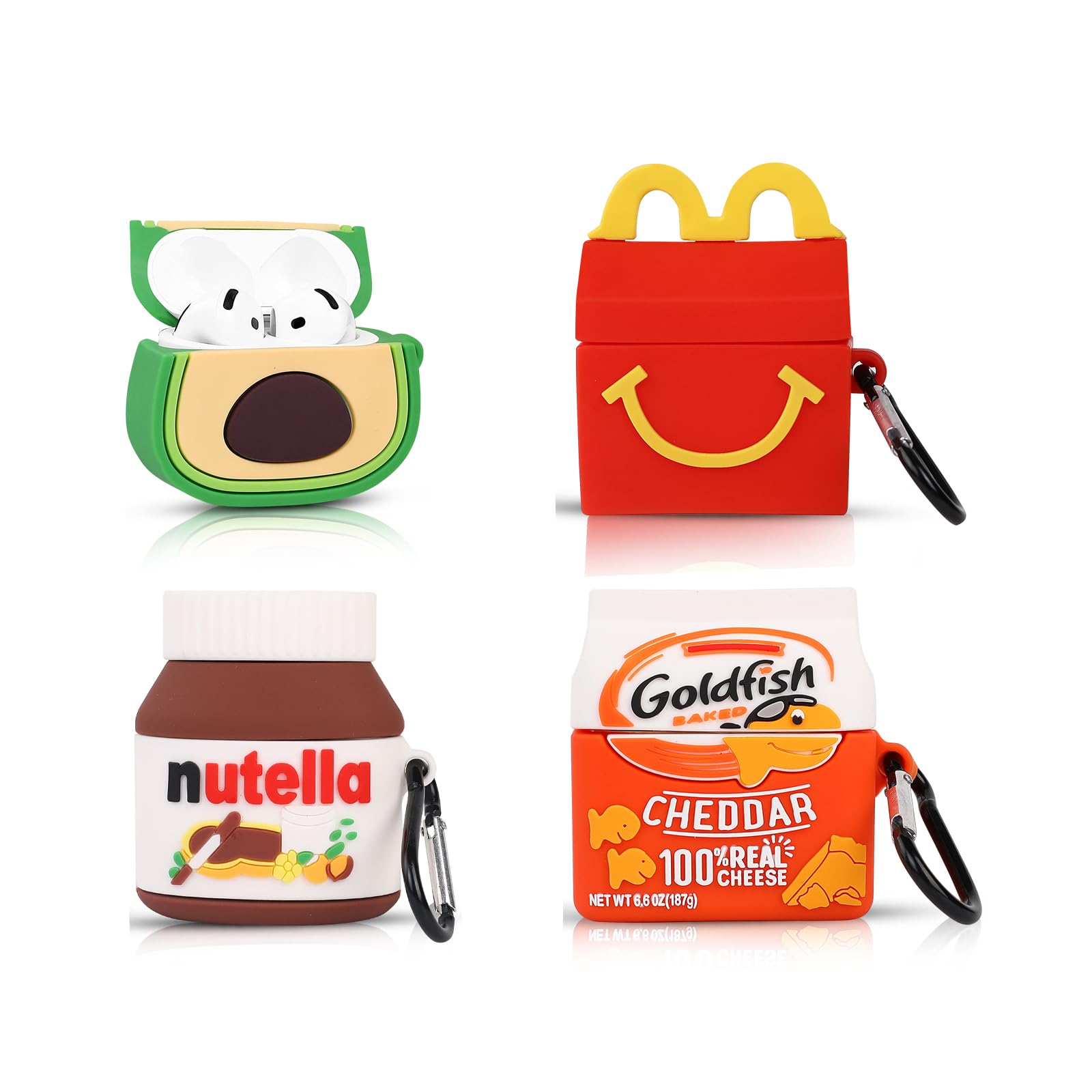 Photo 1 of (4 Pack) Cute Case for AirPods 4 Earbuds (2024), XMBYGY Silicone Cartoon Charging Case Shockproof Protective Headphones Cover with Carabiner for Man Woman Teen (V+M+N+G)