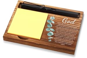 FOUGSTA Office Baptism Gift for Women, Christian Gift for Women, Sobriety Gift for Women, Serenity Prayer Gift for Women, Wooden Sticky Note Holder With Inspirational Quotes,16.5 x 12 x 1.5 cm,XXN46