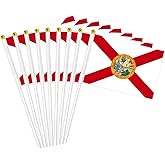 Florida Flag, Small Mini Handheld Florida State Flags on Sticks for Parades, Patriotic Events, and Party Decorations