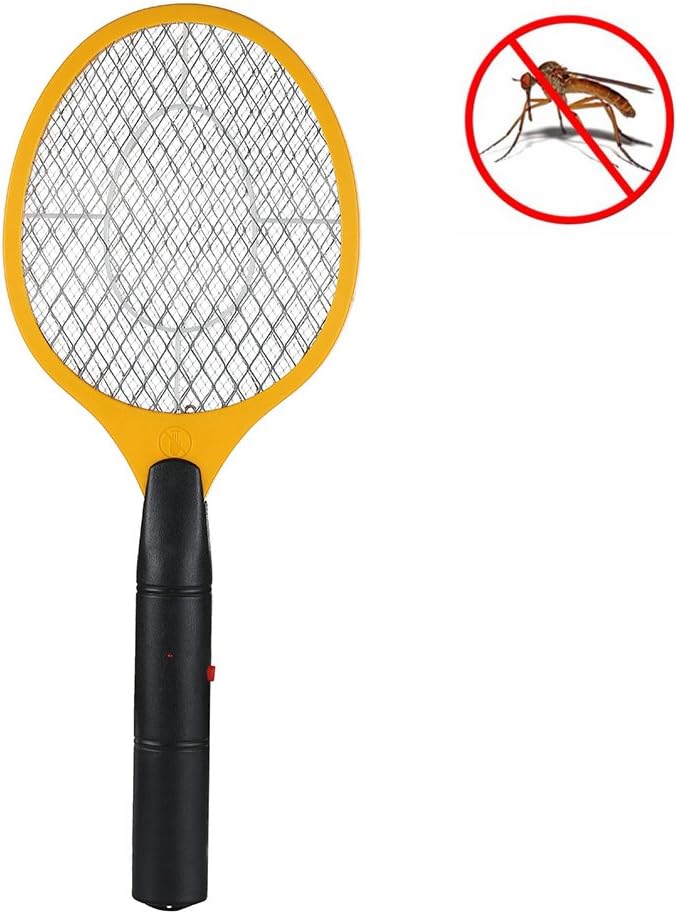 LittleducklingEletric Electonic Fly Swatter Racket Handheld Moquito Insct Wasp Kiler for Indoor and Outdoor Use Batery Operated Yellow, normal