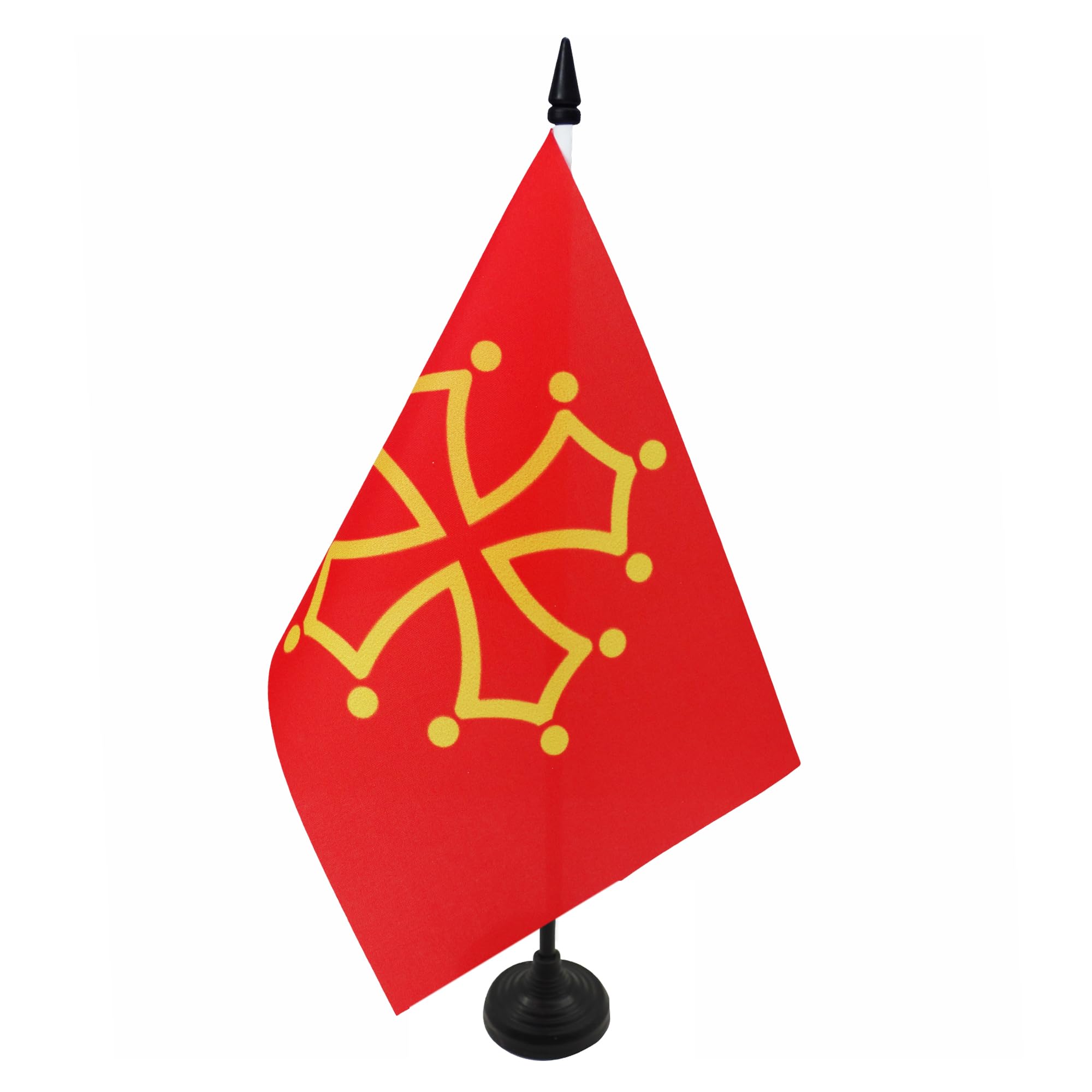 AZ FLAG Midi-Pyrénées - Occitania Table Flag 5'' x 8'' - French region of Midi-Pyrénées - Occitanie Office Decoration 100% Polyester 21 x 14 cm - Mini Desk Flag with Pole and Black Plastic Base