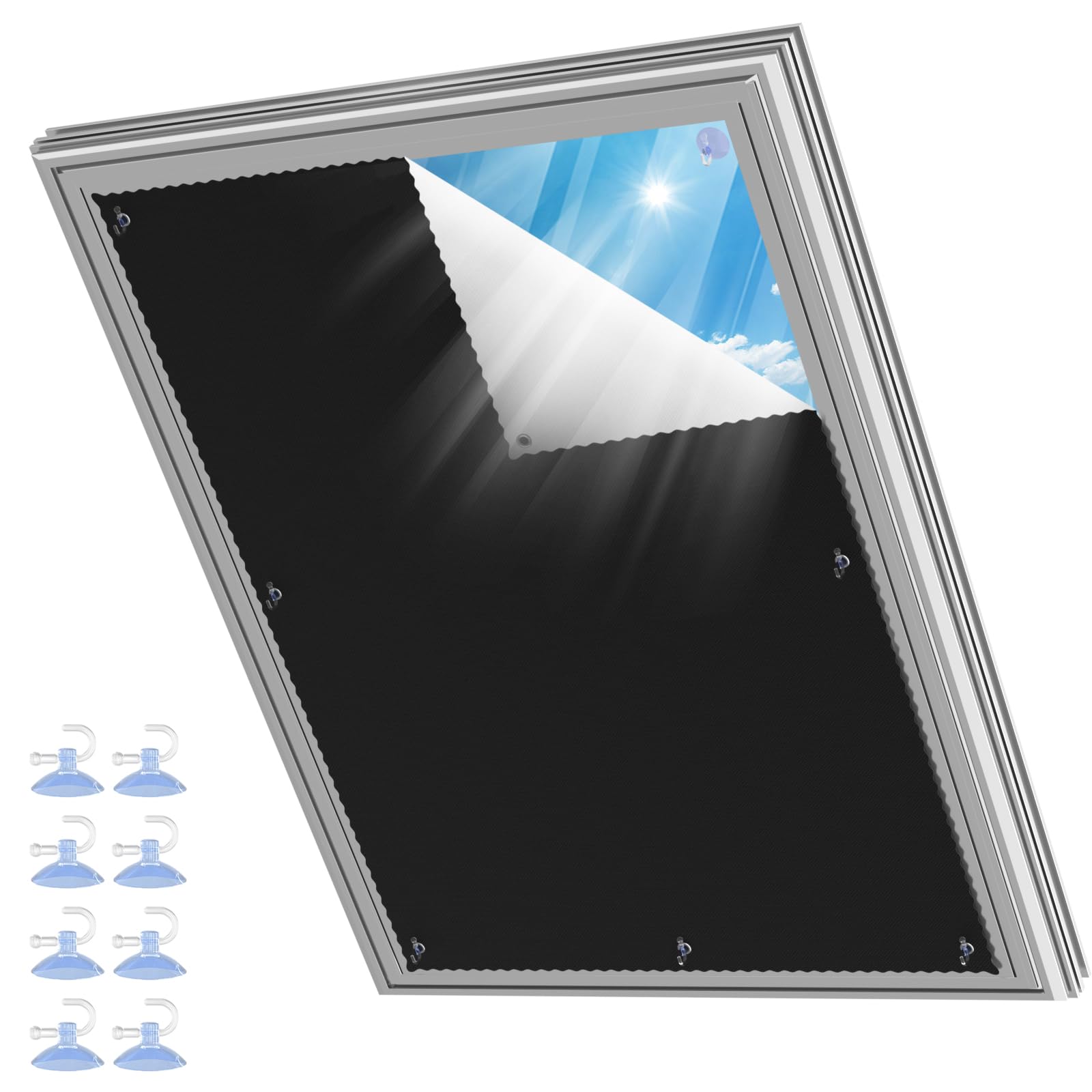 Roof Window Roller Blind, Blackout Thermal Sun Protection, Silver Coating, Blackout Roller Blind, No Drilling Required, for the Office / Study (106 and C06-37 x 93 cm)