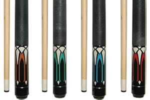 ISZY Billiards Pool Stick Set of 4. 2-Piece Cue Sticks Made from Hardwood Canadian Maple Wood in 4 Billiards Accessories