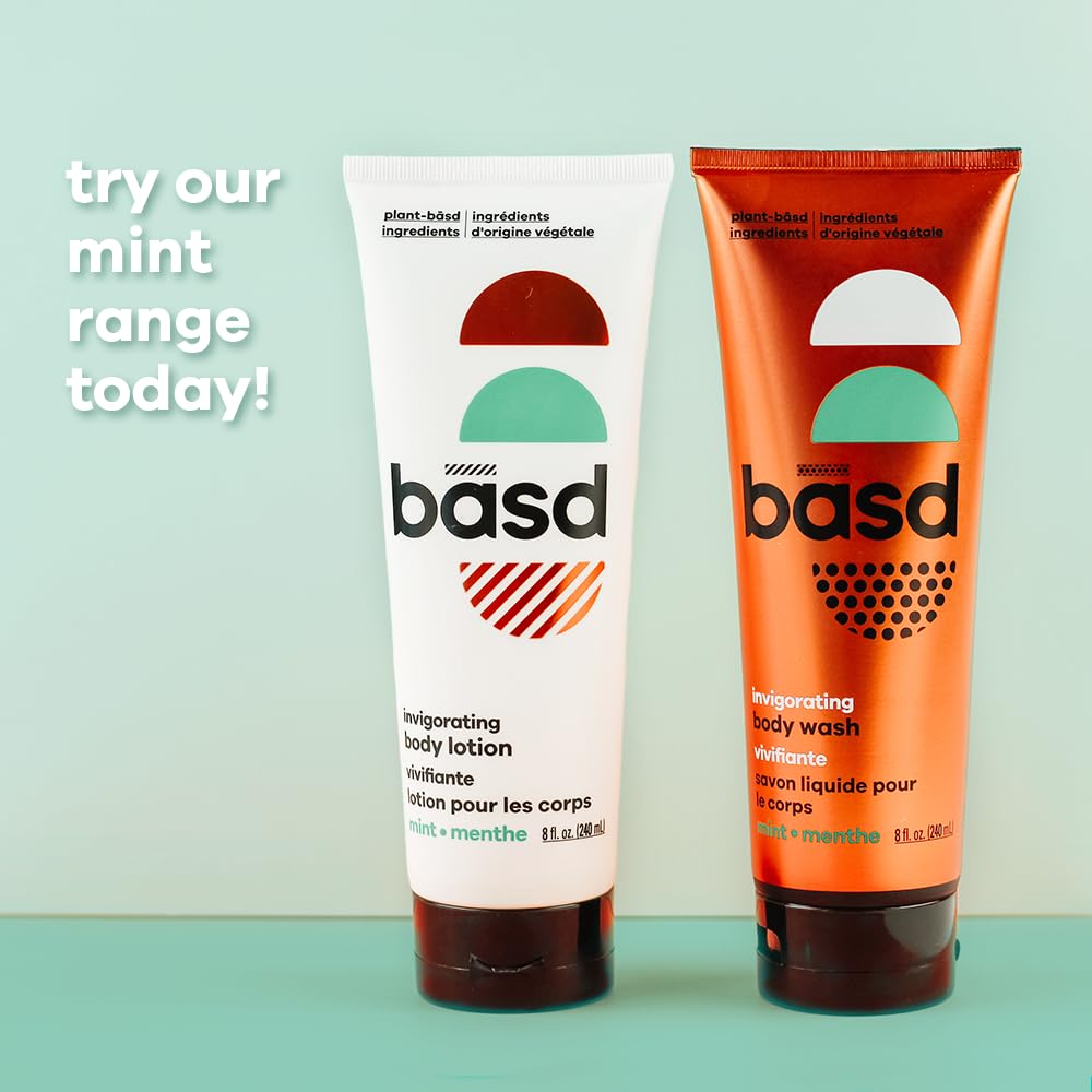 basd Natural Body Wash, Invigorating Mint | Organic & Moisturizing Ingredients, Vegan, Hypoallergenic, 8 Ounce Tube