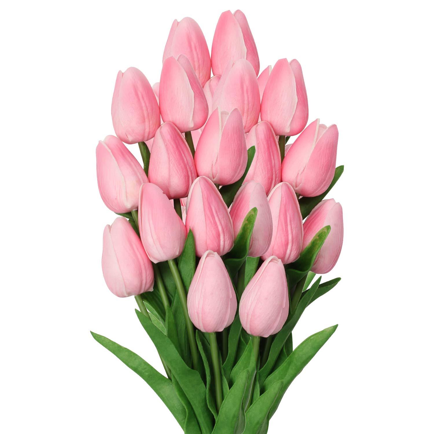Photo 1 of 10 Pcs Pink Tulips Artificial Flowers Real Touch Fake Tulips Fake Flowers for Mother's Day 13.5" Faux Tulips Faux Flowers Bulk Artificial Tulips Flowers for Vase Centerpieces Home Wedding Bouquet