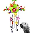 KATUMO Bird Toys, Parrot Pull Spoons Toys Wooden Corks Colored Chew Toys for African Grey Conure Caique Amazon Parrot Quaker 