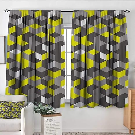 All Of Better Rideau Occultant Pour Fenêtre Gris Et Jaune