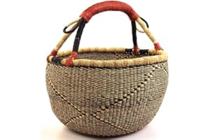 BASKETS OF AFRICA Fair Trade Ghana Bolga African Large Market Basket 16-17.5" Across, #26804RL