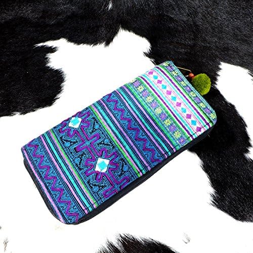 Blue Cotton Purse Wallet Hippy Tribe Gypsy Size : H 4" x W 7.5"