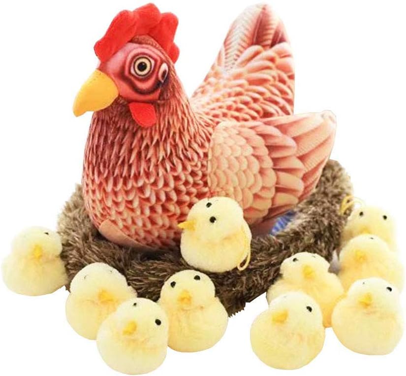 Aideal Hen and Chickens with Nest Stuffed Plush Toy Mascot Soft Toy for