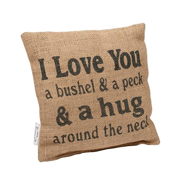 I Love You a Bushel and Peck Small 8 x 8 inch Square Decorative Burlap Throw Pillow, Pack of 2