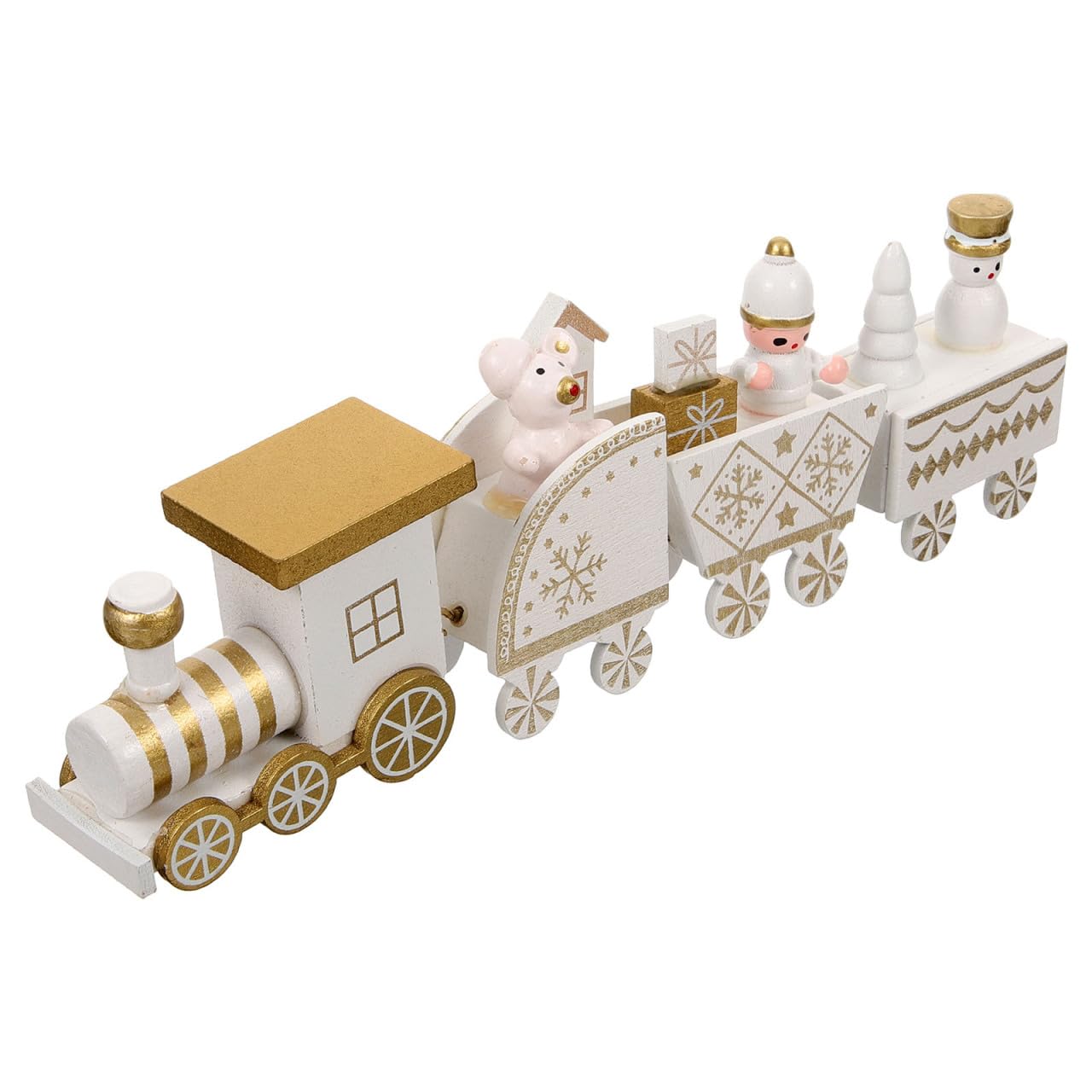 Toddmomy Wooden Train Toy Wooden Christmas Train Set Toy Under Christmas Tree Decorations Xmas Cake Toppers Snowman Reindeer Santa Claus s Ornament White Figurine