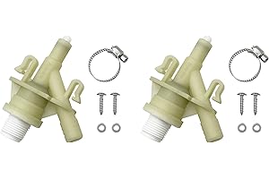 Byenins 2 Pack RV Water Valve Assembly 385311641 Replacement for 300 310 320 Series Pedal-Flush Toilets and Marine Toilet.