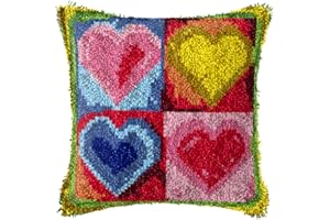 LAPATAIN Latch Hook Kits for DIY Throw Pillow Cover,Love Needlework Cushion Cover Hand Craft Crochet 17x17inch