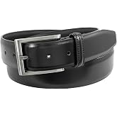 Florsheim Carmine Genuine Real Leather Belt for Men | Regular and Big and Tall Sizes, Designed for Dress, Formal, and Business Attire, Feathered Edges, Brushed Silver Buckle