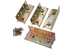 KASUNEN Bed Rail Brackets - Wooden Bed Frame Hardware - Heavy Duty Non-Mortise Bed Rail Fittings - Set of 4 (Screws Included)