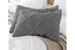 BEDDINGSTAR King Pillow Shams Set of 2 Pinch Pleated Dark Grey Pillow Shams King Size 20x36 Pillow Covers 100% Egyptian Cotton 600 TC Soft Skin Friendly Cushion Cover Cases Pinch Decorative Pillow Shams for Bed