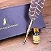 Jubapoz Dip Pen Set Calligraphy Feather Quill Pen Set Antique Feather Writting Quill Ink Dip Pen (Gray Feather)