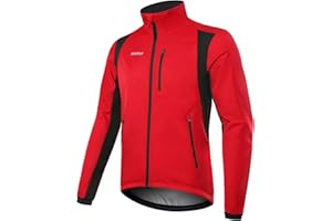 BERGRISAR Winter Cycling Jacket for Men with 6 Pockets Windproof Thermal Softshell Bike Jacket Running Windbreaker
