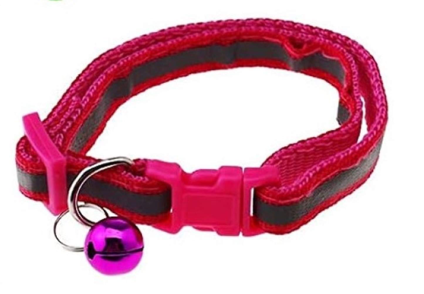 Reflective & Adjustable Cat, Dog, Small Animal Pet Collar; Bells to Stop Hunting. Funky Patterned, Paw Prints. Designed for Visibility [FUSCHIA]