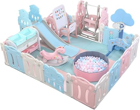 Amazon Co Jp 子供の家の遊びのフェンスの赤ちゃんの屋内遊び場の赤ちゃんクロールマットの安全柵の子供幼児の防護柵 ホーム キッチン