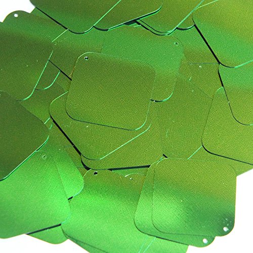 Kelly Green Metallic Sequin Square Diamond 1.5 inch Couture Loose Paillettes. Made in USA.