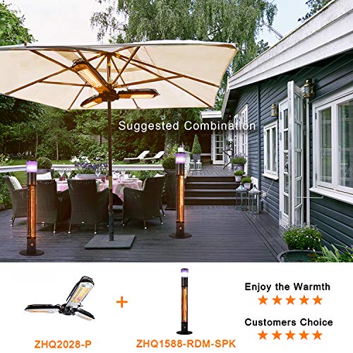 Star Patio Outdoor Freestanding Electric Patio Heater with Bluetooth Speaker, LED Light, Column Outdoor Heater Suitable as a Balcony Heater, Verandah Heater, BBQ Party Heater