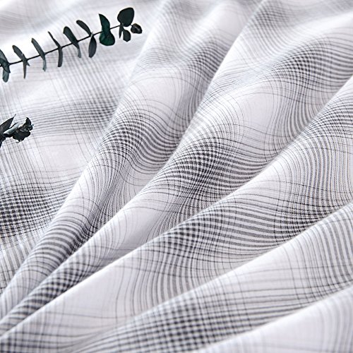 Merryfeel Cotton Duvet Cover Set,100% Cotton Yarn Dyed Buffalo Check Gingham Plaid Geometric Duvet Cover Set,3 Pieces Bedding Set - Full/Queen Black and White