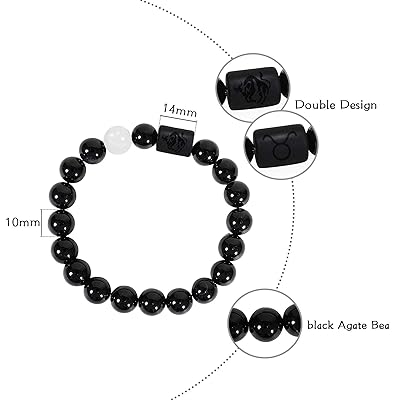Buy Enjoit 10mm Natural Black Onyx Stone Zodiac Bracelet Star Sign Constellation Horoscope Bracelet For Women Men With Constellation Card C22 Online In Indonesia B08l4vmhyt
