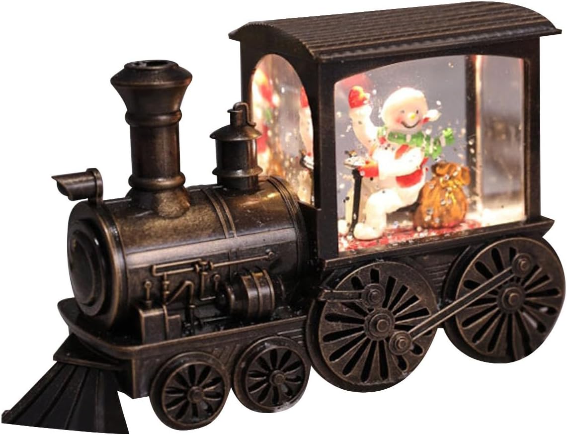 Snow Globes - Retro Lighted Christmas Train Small Train Figurines, Snow Globe Lantern Decoration, Santa Claus Gift Box, Centerpiece Fireplace Decor Christmas Decoration Home Xmas Gift (A)