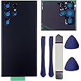 LiXiongBao S22 Ultra Back Glass Replacement for Samsung Galaxy S22 Ultra 5G Back Glass Cover with Pre-Installed Camera Lens and Adhesive, with Repair Tool Kits(Phantom Black)