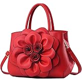 Cayla 3D Floral Handbags Purses for Women Top Handle Handbag PU Leather Satchel Shoulder Crossbody Bags Ladies Evening Bag