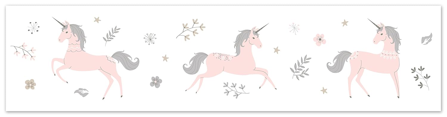 Pink, Grey and Gold Wallpaper Wall Border for Unicorn Collection by Sweet JoJo Designs