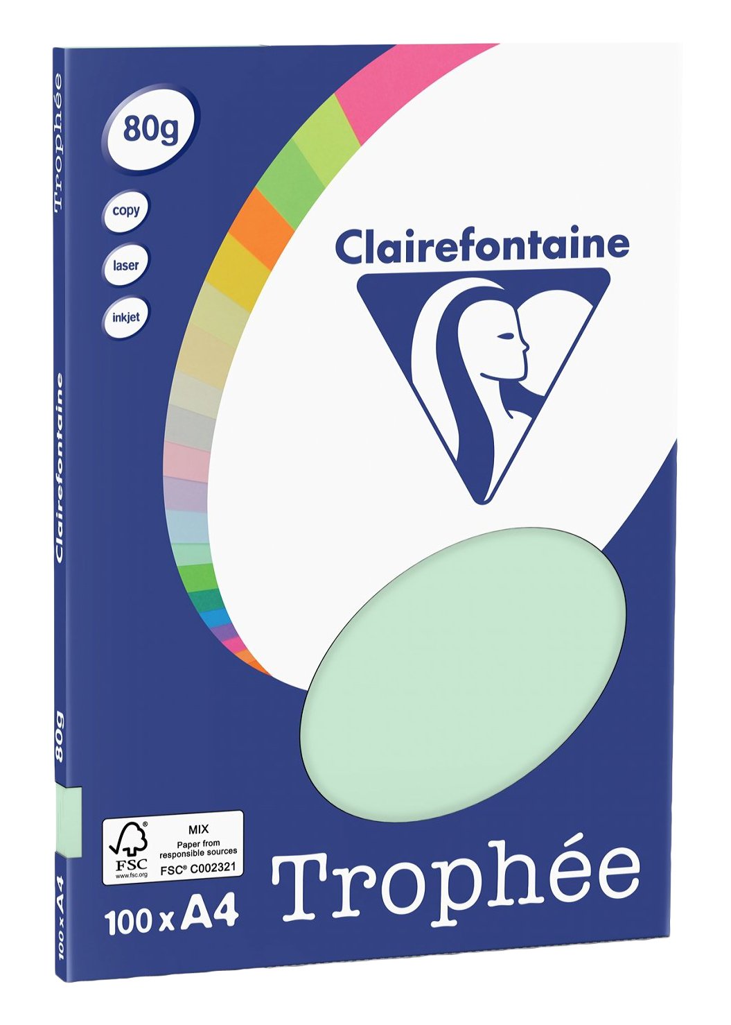 Clairefontaine Trophee Copying Paper (A4, 80g/m², 100 Sheets) A4, 21 x 29.7 cm Green